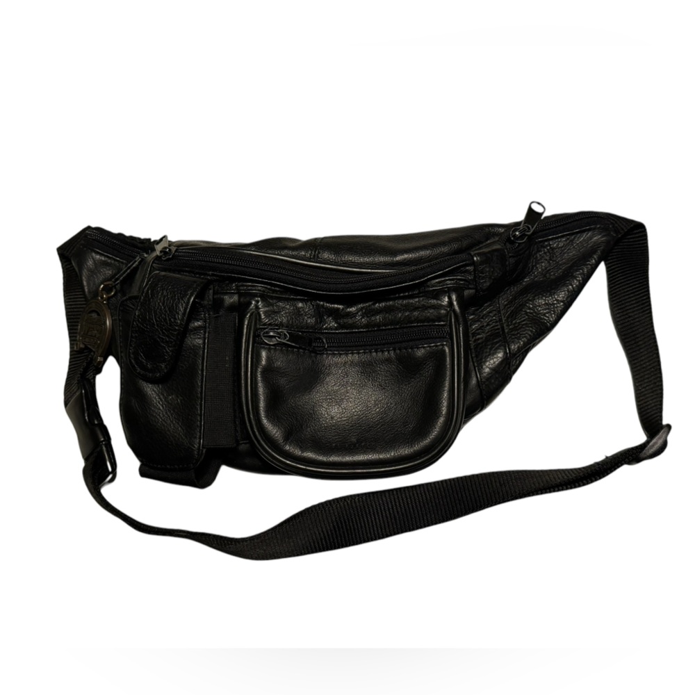 Vintage El Portal Black Leather Adult Unisex Hip Fanny Pack MINTY